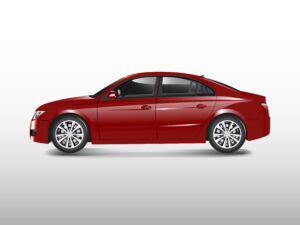 Red sedan car isolated on white vector